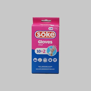 Sőke Vinyl eldobható gumikesztyű 12 db-os,S/M
