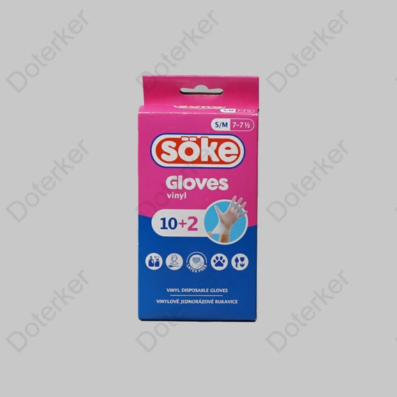 Sőke Vinyl eldobható gumikesztyű 12 db-os,S/M